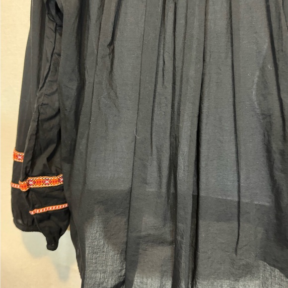 A-64 H&M Black‎ & Orange Embroidered Long Sleeve Pullover Blouse Size 6 - Picture 10 of 14